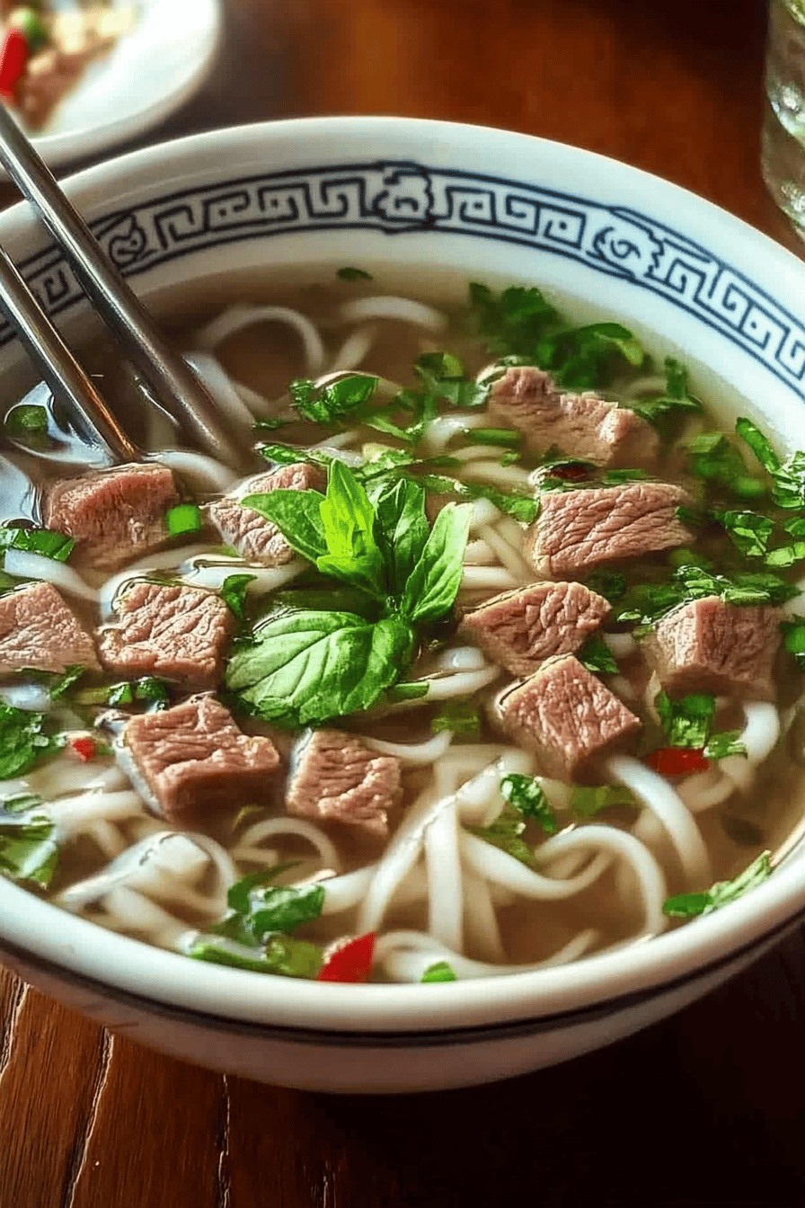 Druckkochtopf Rindfleisch Pho Final Dish Presentation