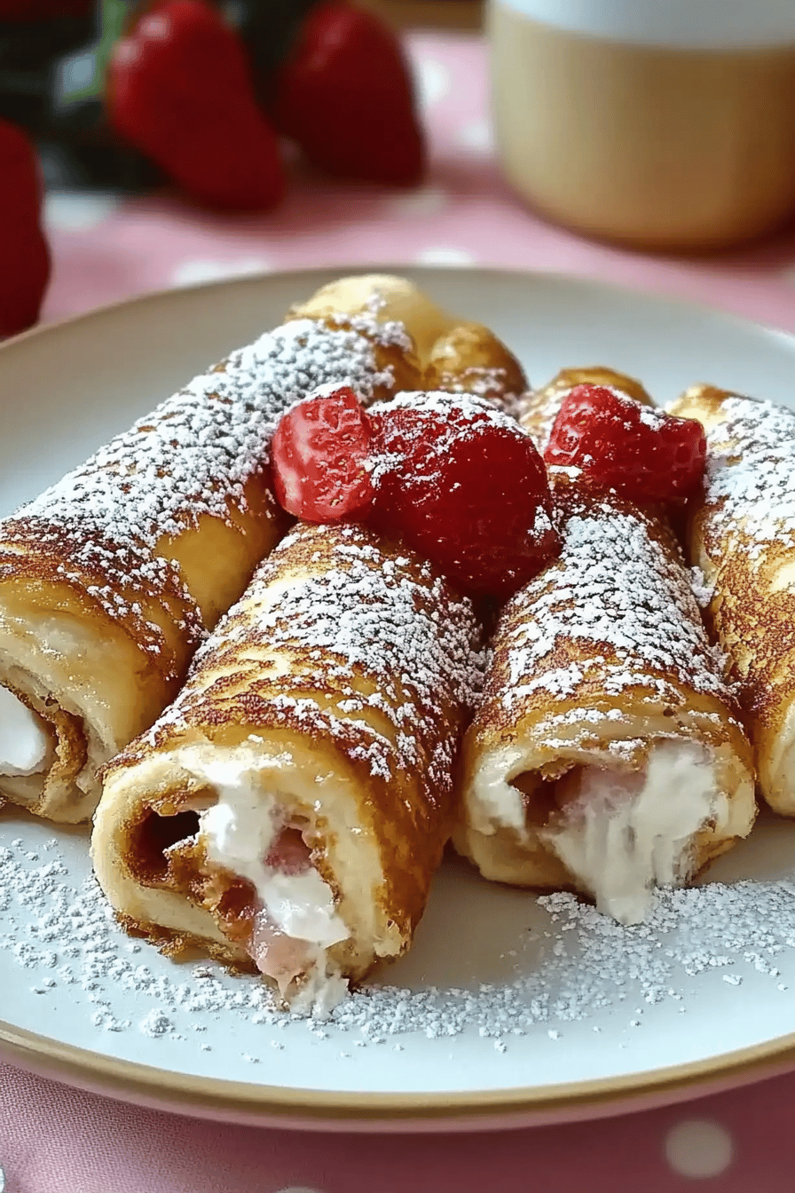 French Toast Roll-ups Recept Final Dish Presentation