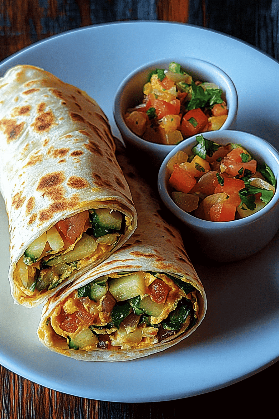 Gemüse-Omelett Chapati Roll Final Dish Presentation