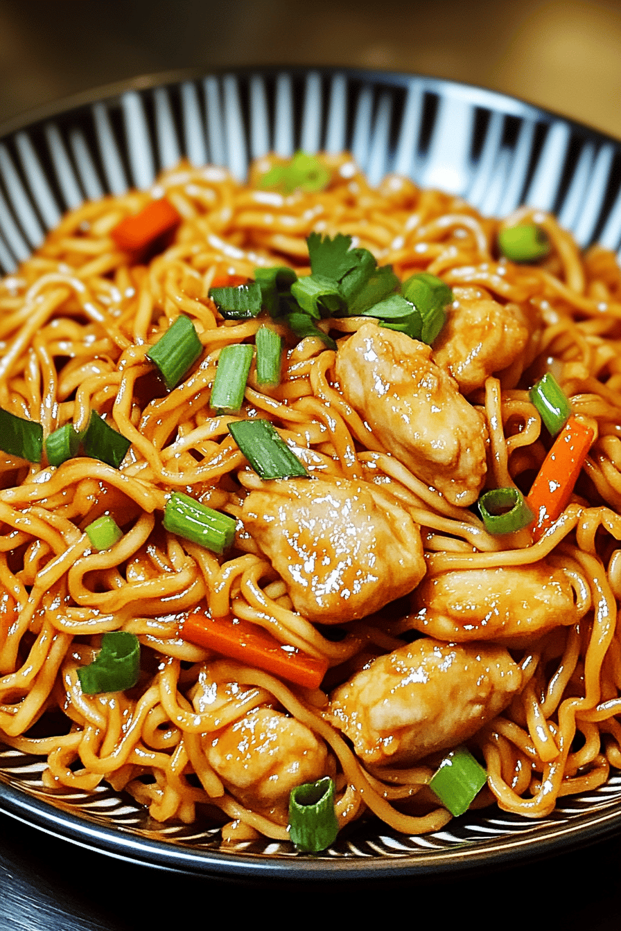 Hähnchen Chow Mein Final Dish Presentation
