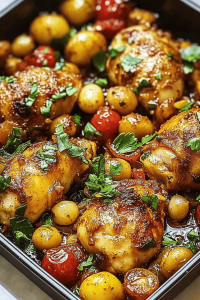 Hähnchen-und-Kichererbsen-Blechgericht