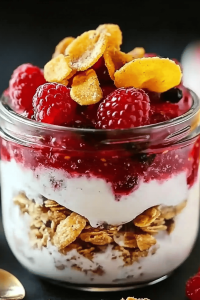 Himbeer-Pfirsich Crisp Parfaits