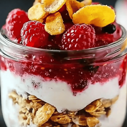Himbeer-Pfirsich Crisp Parfaits