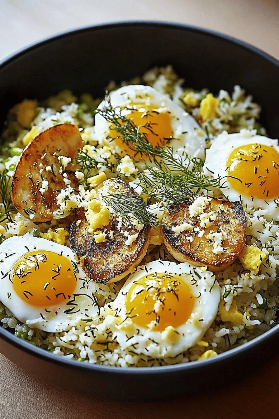 Knuspriger Reis mit Dill Final Dish Presentation