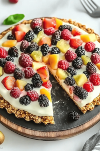 Obstpizza mit Granola Boden