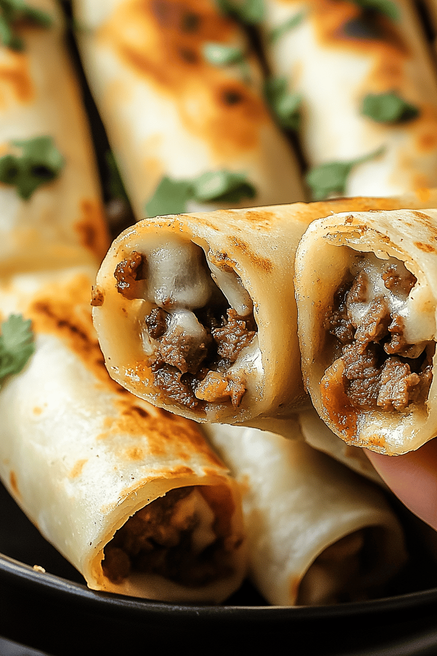 Philly Cheesesteak Taquitos Final Dish Presentation