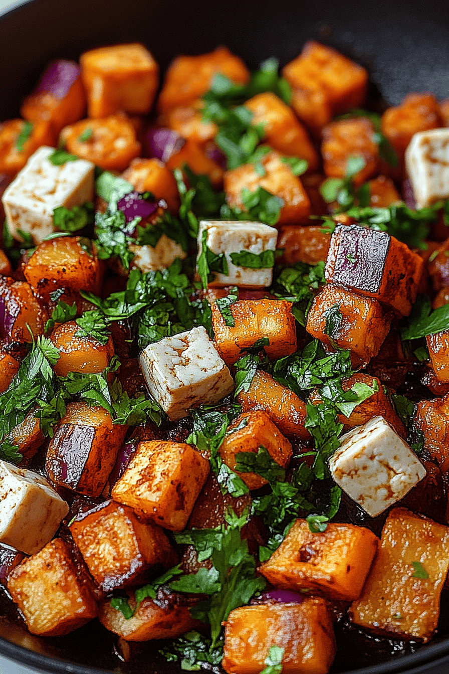 Süßkartoffel-Hash Tofu ingredients