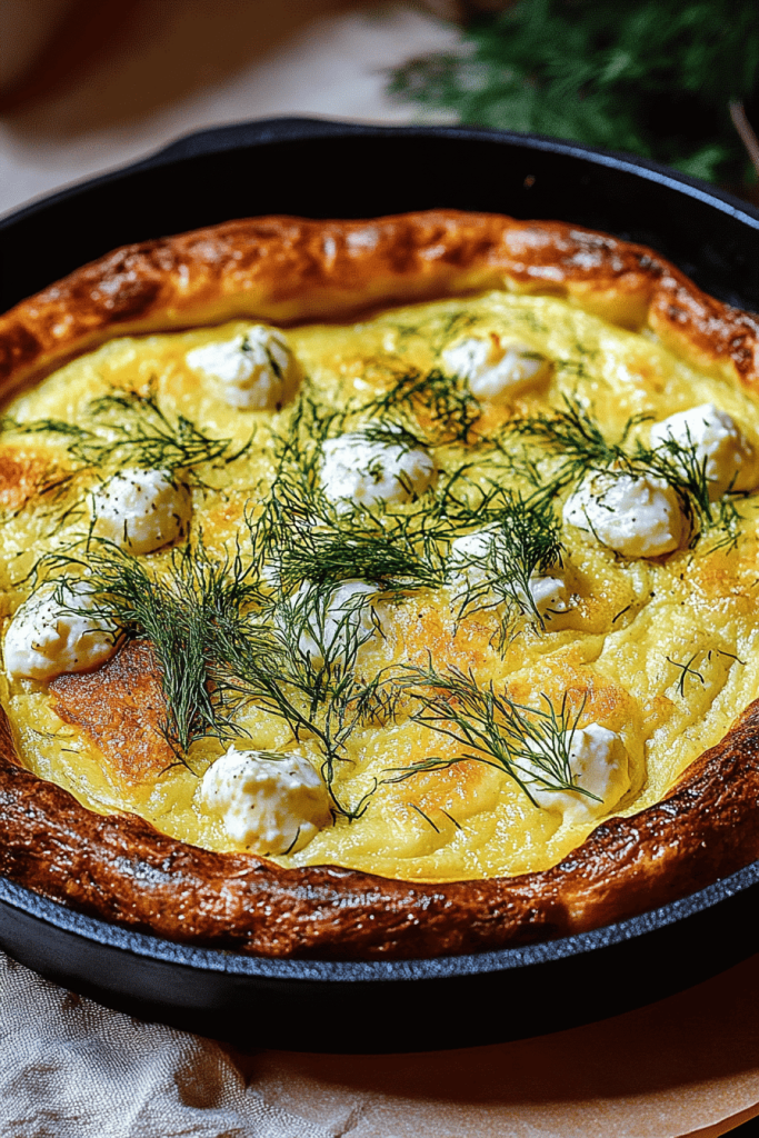 Ziegenkäse und Dill Dutch Baby Recept
