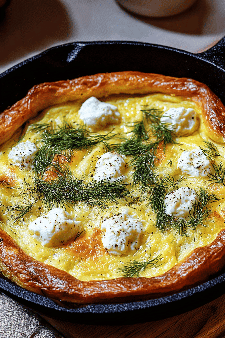 Ziegenkäse en dille Dutch Baby recept finale presentatie
