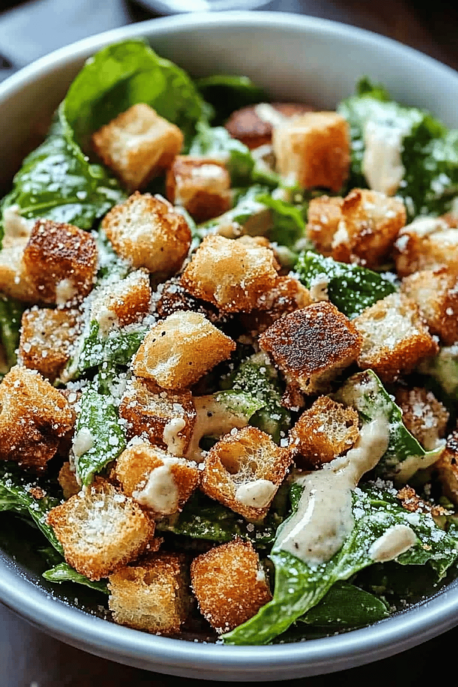 veganer Caesar Salat Final Dish Presentation